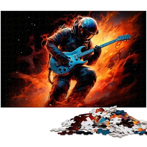 Puzzle für 1000 Teile, Astronaut spielt Gitarre, Puzzle für Erwachsene, Spaß für die ganze Familie, Gehirn-Herausforderung, Teenager, 26 x 38 cm / 10,23 x 14,96 Zoll von JIANGENNF