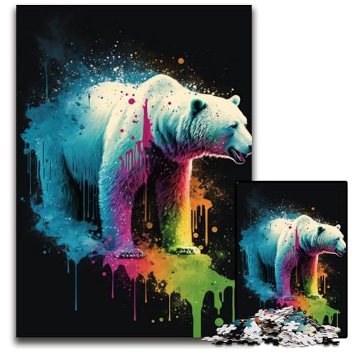 Puzzle für 1000 Teile, Bunte Eisbären, Puzzle für Erwachsene, anspruchsvolles Denkspiel – entspannendes Spielzeug für Teenager, 26x38cm/10,23x14,96 Zoll von JIANGENNF