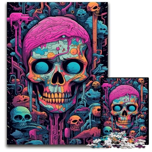 Puzzle für 1000 Teile, Bunte Totenköpfe, Puzzle für Erwachsene, anspruchsvolles Denkspiel – entspannendes Spielzeug für Teenager, 50x75cm/19,68x29,52 Zoll von JIANGENNF