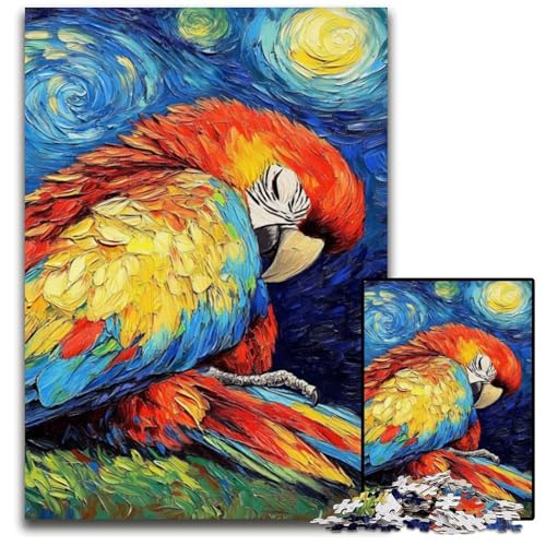 Puzzle für 1000 Teile, Papageien-Nachthimmel, Papppuzzle für Erwachsene zur Heimdekoration, ideales Weihnachts- und Neujahrsgeschenk für Teenager, 26x38cm/10,23x14,96 Zoll von JIANGENNF