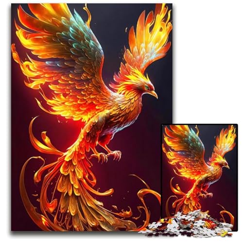 Puzzle für 1000 Teile, Tier-Phönix, Holzpuzzle, Geburtstage, Feiertage, am besten für Weihnachten, 50x75cm/19,68x29,52 Zoll von JIANGENNF