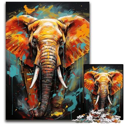 Puzzle für 1000 Teile, afrikanischer Elefant, Puzzle für Erwachsene, anspruchsvolles Denkspiel – entspannendes Spielzeug für Teenager, 50x75cm/19,68x29,52 Zoll von JIANGENNF