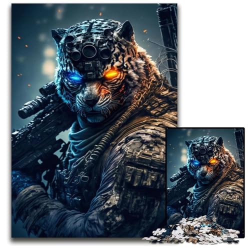Puzzle für 1000 Teile Tiger Troops-Puzzle aus Pappe für Erwachsene, Denkspiel, interaktives Familienspiel, geeignet für Kinder ab 14 Jahren, 26x38cm/10,23x14,96 Zoll von JIANGENNF