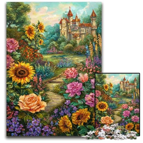 Puzzle für Erwachsene, 1000 Blumen, Sonnenblumen, Holzpuzzle, lustige Spiele, ganze Familie, für Kinder ab 14 Jahren, 50x75cm von JIANGENNF