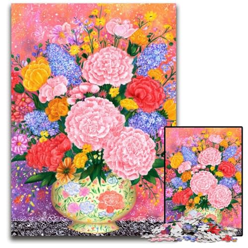 Puzzle für Erwachsene, 1000 Blumenkunst-Puzzles aus Holz, lustige Spiele, ganze Familie, für Kinder ab 14 Jahren, 50x75cm von JIANGENNF