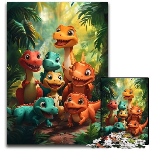 Puzzle für Erwachsene, 1000 Dinosaurier-Puzzles aus Karton, Lernspiele, Stressabbau, Heimdekorationsspielzeug für 14-Jährige, 26x38cm von JIANGENNF