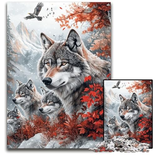 Puzzle für Erwachsene, 1000 Dschungelwölfe, Holzpuzzles, lustige Spiele, ganze Familie, für Kinder ab 14 Jahren, 50x75cm von JIANGENNF