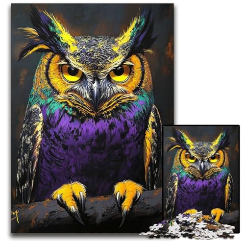 Puzzle für Erwachsene, 1000 Eulen-Puzzles aus Pappe, lustige Spiele, ganze Familie, für Kinder ab 14 Jahren, 26x38cm von JIANGENNF