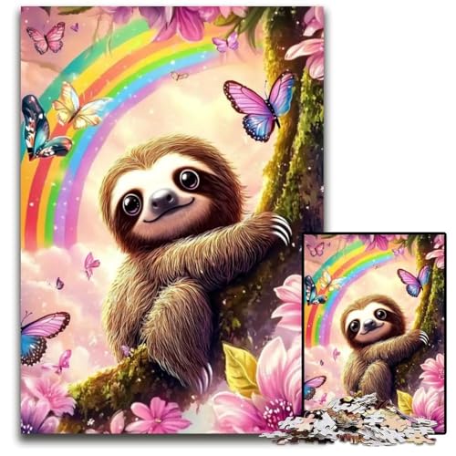 Puzzle für Erwachsene, 1000 Faultier-Puzzles aus Holz, Lernspiele, Stressabbau, Heimdekorationsspielzeug für 14-Jährige, 50x75cm von JIANGENNF
