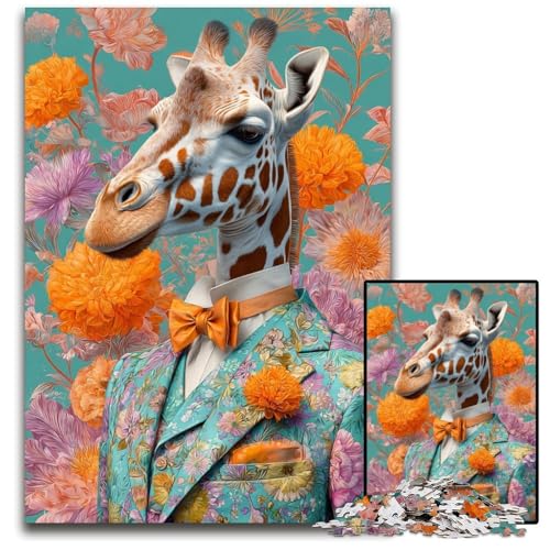 Puzzle für Erwachsene, 1000 Giraffen im Anzug, Papppuzzles, lustige Spiele, ganze Familie, für Kinder ab 14 Jahren, 26x38cm von JIANGENNF