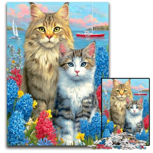 Puzzle für Erwachsene, 1000 Katzenpaare, Kartonpuzzle, lustige Spiele, ganze Familie, für Kinder ab 14 Jahren, 26x38cm von JIANGENNF