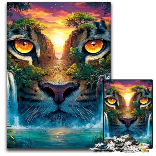 Puzzle für Erwachsene, 1000 Löwengesicht-Puzzles aus Holz, lustige Spiele, ganze Familie, für Kinder ab 14 Jahren, 50x75cm von JIANGENNF