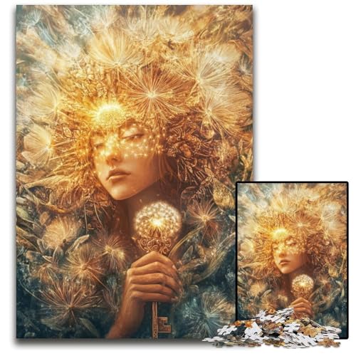 Puzzle für Erwachsene, 1000 Löwenzahn-Mädchen, Kartonpuzzles, lustige Spiele, ganze Familie, für Kinder ab 14 Jahren, 26x38cm von JIANGENNF