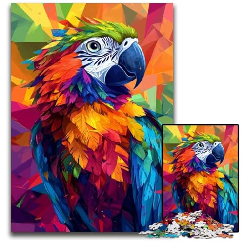Puzzle für Erwachsene, 1000 Papageien-Holzpuzzles, anspruchsvolles Spielspielzeug, einzigartige Geburtstags- und Geschenkideen für Kinder ab 14 Jahren, 50x75cm von JIANGENNF