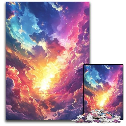 Puzzle für Erwachsene, 1000 Puzzles, Bunte Wolken, Puzzle-Spielzeug, Geschenk, pädagogisches intellektuelles Dekomprimierungsspaß-Familienspiel, 26x38cm von JIANGENNF