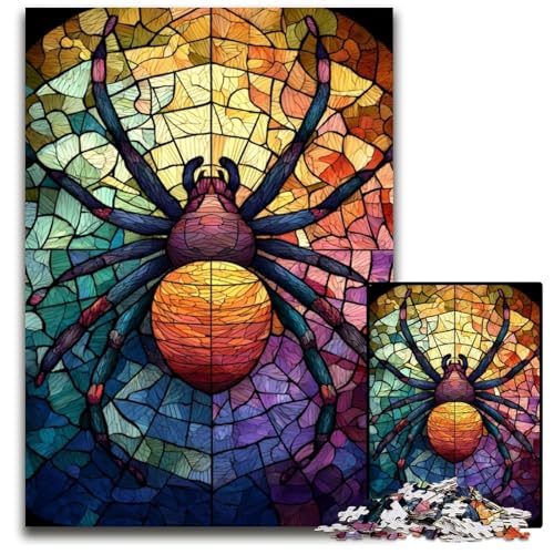 Puzzle für Erwachsene, 1000 Puzzles, Buntglas-Spinne, Holzpuzzle, Lernspiele, stärkt die Liebe zwischen Paaren, für Kinder ab 14 Jahren, 50x75cm von JIANGENNF