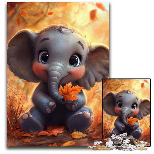 Puzzle für Erwachsene, 1000 Puzzles, Elefantenbaby-Puzzle, Lernspielzeug, ganze Familie, ab 14 Jahren, 26x38cm von JIANGENNF