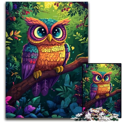 Puzzle für Erwachsene, 1000 Puzzles, Eulen-Holzpuzzle, anspruchsvolles Spielspielzeug, einzigartige Geburtstags- und Geschenkideen für Kinder ab 14 Jahren, 50x75cm von JIANGENNF
