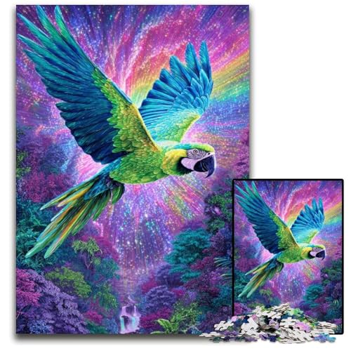 Puzzle für Erwachsene, 1000 Puzzles, Fantasy-Papagei-Puzzle, Lernspiele, mit passendem Poster und Quizblatt, für Kinder ab 14 Jahren, 50x75cm von JIANGENNF