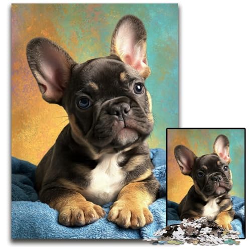 Puzzle für Erwachsene, 1000 Puzzles, Französische Bulldogge, anspruchsvolles Denkspiel für Teenager, Spaß für den Familienspielabend, 50x75cm von JIANGENNF