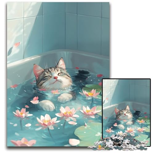 Puzzle für Erwachsene, 1000 Puzzles, Katze im Pool, Lernspielzeug, ganze Familie, ab 14 Jahren, 50x75cm Puzzle für Erwachsene, 1000 Puzzles, Katze im Pool, Lernspielzeug, ganze Familie, ab 14 Jahren, 50x75cm von JIANGENNF