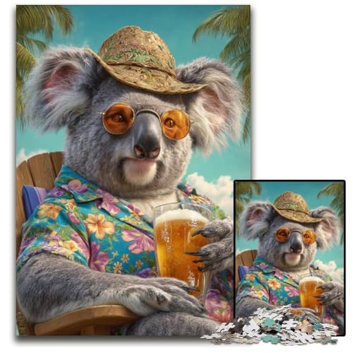 Puzzle für Erwachsene, 1000 Puzzles, Koala im Urlaub, Lernspielzeug, ganze Familie, ab 14 Jahren, 26x38cm von JIANGENNF