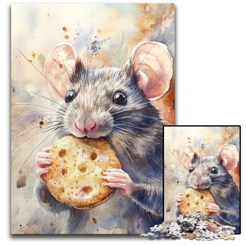 Puzzle für Erwachsene, 1000 Puzzles, Maus isst Kekse, Kartonpuzzle, Geburtstage, Feiertage, am besten für Weihnachten, 26x38cm von JIANGENNF