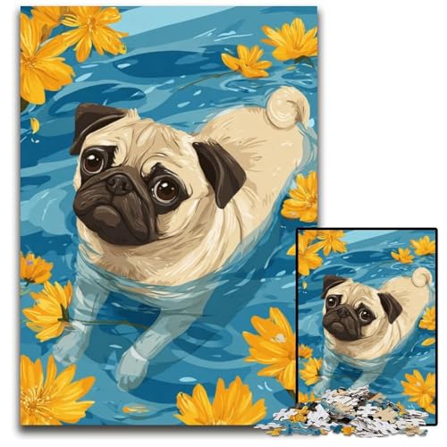 Puzzle für Erwachsene, 1000 Puzzles, Mops im Wasser, Lernspielzeug, ganze Familie, ab 14 Jahren, 26x38cm Puzzle für Erwachsene, 1000 Puzzles, Mops im Wasser, Lernspielzeug, ganze Familie, ab 14 Jahren, 26x38cm von JIANGENNF