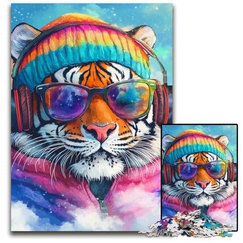 Puzzle für Erwachsene, 1000 Puzzles, Musik-Tiger, Holzpuzzle, Geburtstage, Feiertage, am besten für Weihnachten, 50x75cm von JIANGENNF