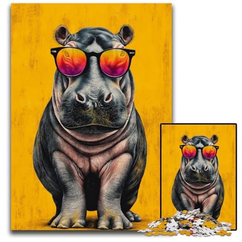 Puzzle für Erwachsene, 1000 Puzzles, Nashorn mit Brille, Lernspielzeug, ganze Familie, ab 14 Jahren, 26x38cm Puzzle für Erwachsene, 1000 Puzzles, Nashorn mit Brille, Lernspielzeug, ganze Familie, ab 14 Jahren, 26x38cm von JIANGENNF