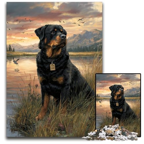Puzzle für Erwachsene, 1000 Puzzles, Rottweiler-Puzzle, Lernspielzeug, ganze Familie, ab 14 Jahren, 26x38cm Puzzle für Erwachsene, 1000 Puzzles, Rottweiler-Puzzle, Lernspielzeug, ganze Familie, ab 14 Jahren, 26x38cm von JIANGENNF