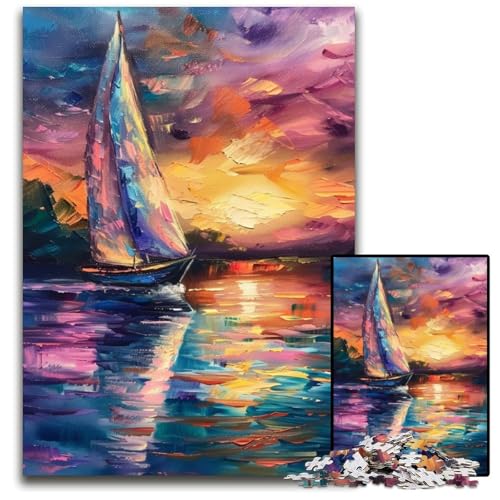 Puzzle für Erwachsene, 1000 Puzzles, Segelboot auf dem Meer, Lernspielzeug, ganze Familie, ab 14 Jahren, 26x38cm von JIANGENNF