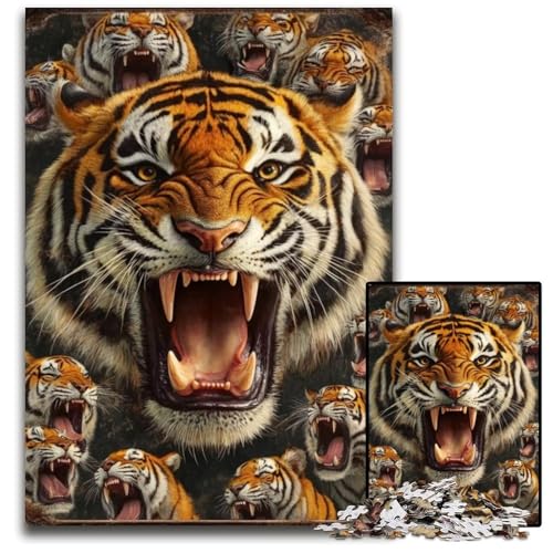 Puzzle für Erwachsene, 1000 Puzzles, Tiger-Puzzle, Lernspielzeug, ganze Familie, ab 14 Jahren, 26x38cm von JIANGENNF