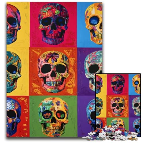 Puzzle für Erwachsene, 1000 Puzzles, Totenkopf-Collage, Kartonpuzzle, kompliziertes Design für Teenager, DIY-Dekor und gehirnfördernder Spaß, 26x38cm von JIANGENNF