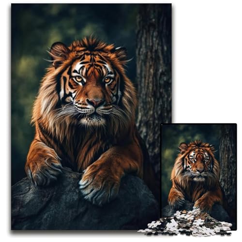 Puzzle für Erwachsene, 1000 Puzzles, Waldtiger-Puzzle, Lernspielzeug, ganze Familie, ab 14 Jahren, 26x38cm von JIANGENNF