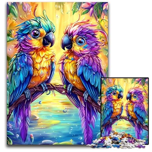Puzzle für Erwachsene, 1000 Puzzles, Zwei Papageien, Lernspielzeug, ganze Familie, ab 14 Jahren, 50x75cm von JIANGENNF