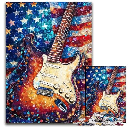 Puzzle für Erwachsene, 1000 Puzzles, amerikanische Flagge, Gitarre, Puzzle, Spielzeug, Geschenk, pädagogisches intellektuelles Dekomprimierungsspaß, Familienspiel, 50x75cm Puzzle für Erwachsene, 1000 Puzzles, amerikanische Flagge, Gitarre, Puzzle, Spielzeug, Geschenk, pädagogisches intellektuelles Dekomprimierungsspaß, Familienspiel, 50x75cm von JIANGENNF