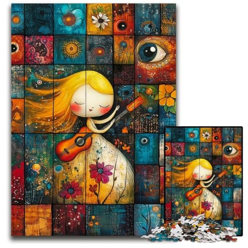Puzzle für Erwachsene, 1000 Puzzles, kleines Mädchen spielt Gitarre, Holzpuzzle, Geburtstage, Feiertage, am besten für Weihnachten, 50x75cm Puzzle für Erwachsene, 1000 Puzzles, kleines Mädchen spielt Gitarre, Holzpuzzle, Geburtstage, Feiertage, am besten für Weihnachten, 50x75cm von JIANGENNF
