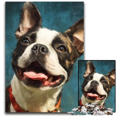 Puzzle für Erwachsene, 1000 Puzzles, lächelndes Hundepuzzle, Lernspielzeug, ganze Familie, ab 14 Jahren, 26x38cm von JIANGENNF