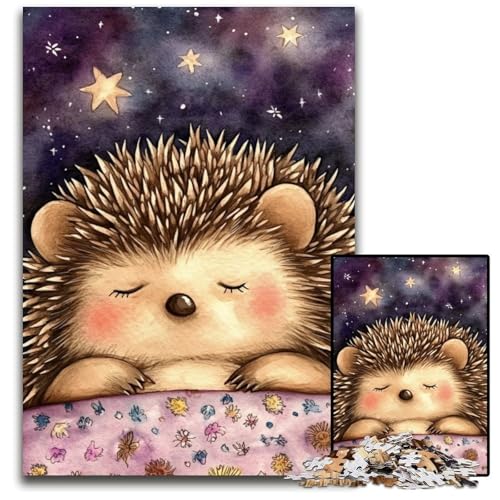 Puzzle für Erwachsene, 1000 Puzzles, schlafender Igel, Holzpuzzle, Geburtstage, Feiertage, am besten für Weihnachten, 50x75cm von JIANGENNF