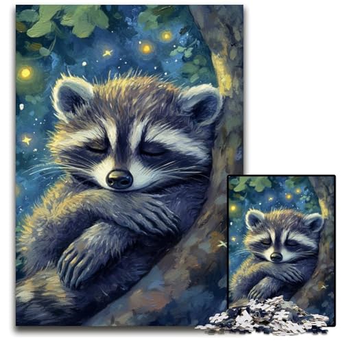 Puzzle für Erwachsene, 1000 Puzzles, schlafender Waschbär, Lernspielzeug, ganze Familie, ab 14 Jahren, 50x75cm Puzzle für Erwachsene, 1000 Puzzles, schlafender Waschbär, Lernspielzeug, ganze Familie, ab 14 Jahren, 50x75cm von JIANGENNF