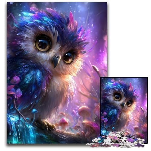 Puzzle für Erwachsene, 1000 Puzzles mit Fantasie-Eule, aus Karton, Lernspiele, Stressabbau, Heimdekorationsspielzeug für 14-Jährige, 26x38cm von JIANGENNF