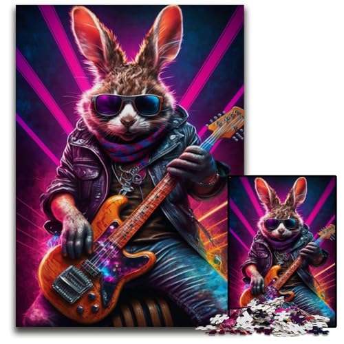 Puzzle für Erwachsene, 1000 Puzzles mit Gitarren-Kaninchen, für Erwachsene, für Teenager und Jugendliche, ideales Geburtstags, 26x38cm/10,23x14,96 Zoll Puzzle für Erwachsene, 1000 Puzzles mit Gitarren-Kaninchen, für Erwachsene, für Teenager und Jugendliche, ideales Geburtstags, 26x38cm/10,23x14,96 Zoll von JIANGENNF