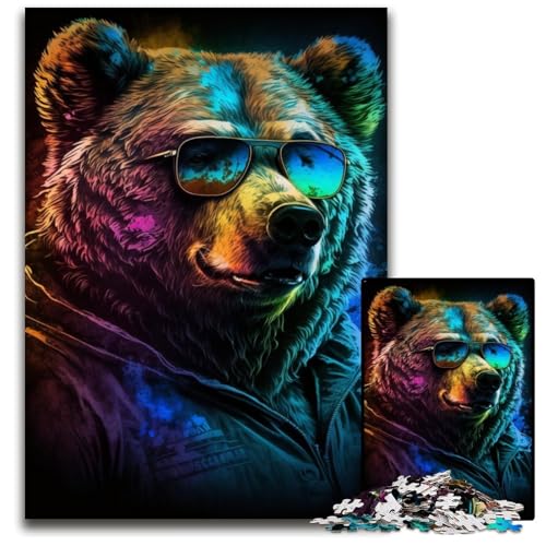 Puzzle für Erwachsene, 1000 Puzzles mit braunem Bären und Boxer, für Erwachsene, für Teenager und Jugendliche, ideales Geburtstags, 50x75cm/19,68x29,52 Zoll von JIANGENNF