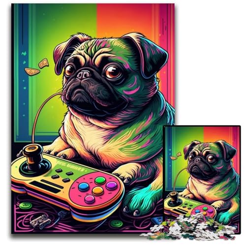 Puzzle für Erwachsene, 1000 Spiele, Mops-Puzzles für Erwachsene für Teenager und Jugendliche, ideales Geburtstags, 26x38cm/10,23x14,96 Zoll von JIANGENNF