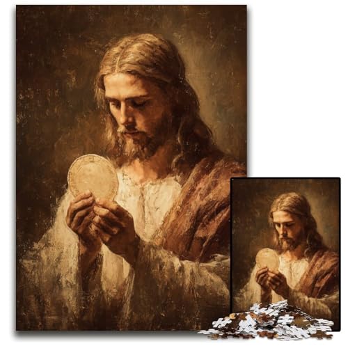 Puzzle für Erwachsene, 1000 Stück, Jesus-Puzzles aus Pappe, Lernspiele, Stressabbau, Heimdekorationsspielzeug für 14-Jährige, 26x38cm von JIANGENNF