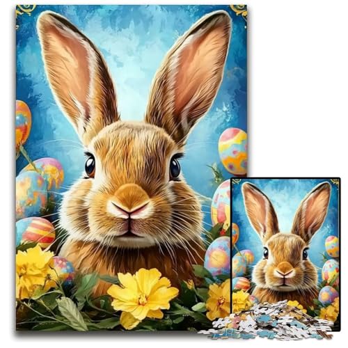 Puzzle für Erwachsene, 1000 Stück, Osterhase, Holzpuzzle, Lernspiele, Stressabbau, Heimdekorationsspielzeug für 14-Jährige, 50x75cm von JIANGENNF