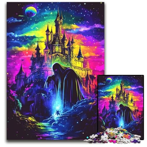 Puzzle für Erwachsene, 1000 Stück, Regenbogenschloss, Karton-Puzzles, Lernspiele, Stressabbau, Heimdekorationsspielzeug für 14-Jährige, 26x38cm von JIANGENNF