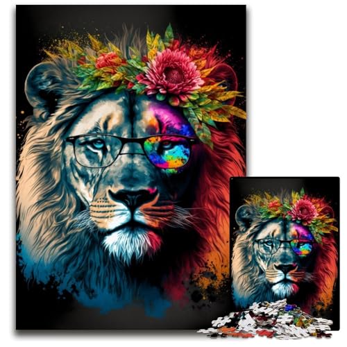 Puzzle für Erwachsene, 1000 Teile, „Der Löwe mit der Krone“, Papppuzzle, Eltern, Partner, Freunde – ab 14 Jahren, 26x38cm/10,23x14,96 Zoll von JIANGENNF