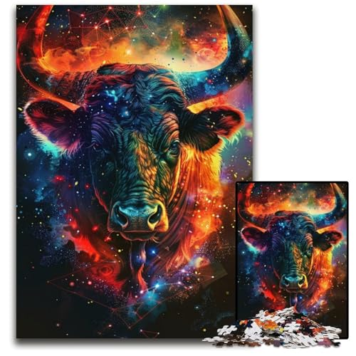 Puzzle für Erwachsene, 1000 Teile, „Kühe in den Sternen“, Papp-Puzzle, Denkspiel, interaktives Familienspiel, geeignet für Kinder ab 14 Jahren, 26x38cm/10,23x14,96 Zoll von JIANGENNF